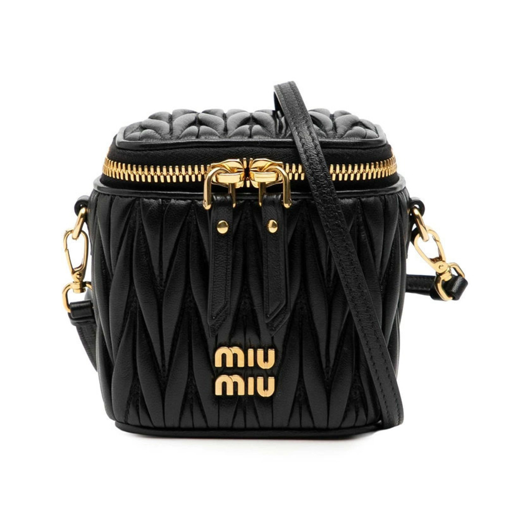 Miu Miu black Matelasse Nappa Leather Vanity Crossbody Bag quilted